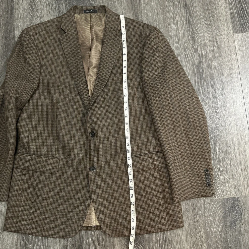 Jean Paul Germain 42R Brown Checks Wool Two Button Blazer Vented